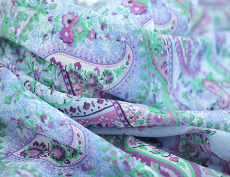 Semisheer Cotton Fabric Paisley Lightweight and Thin Etsy