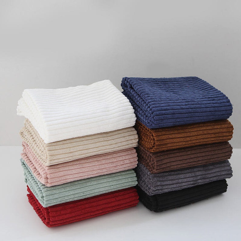 Extra Wide Wale Corduroy Fabric 2.5 Wale Corduroy Fabric 10 Colors 10 mm Corduroy Fabric By the Yard 40162-1 Polyester Corduroy Fabric