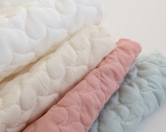 Wide Quilted Cotton Fabric, Heart Shaped Quilting, 56&quot; Wide, Quality Korean Fabric - By the Yard /57262