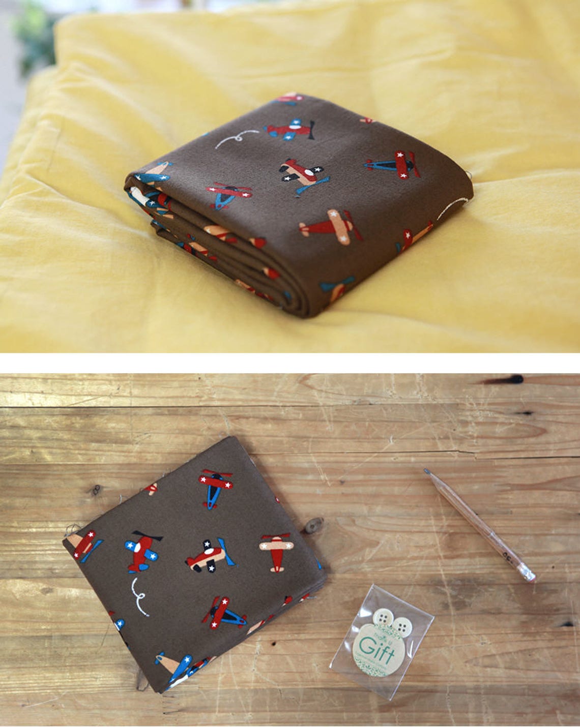 Airplane Cotton Fabric Brown Gray or Navy by the Yard Etsy