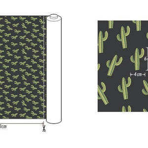 Cactus Cotton Fabric Green Cactus on Charcoal By the Yard 83047 image 2