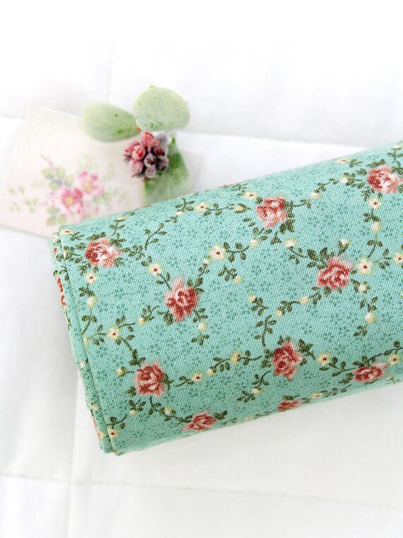 Cotton Fabric Flower Vine Mint By the Yard 40374 Etsy