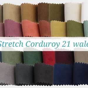Pinwale Spandex Cotton Corduroy - 28 Colors - 21 Wales Fine Wale Spandex Corduroy, Stretch Corduroy, Quality Korean Fabric By the Yard //