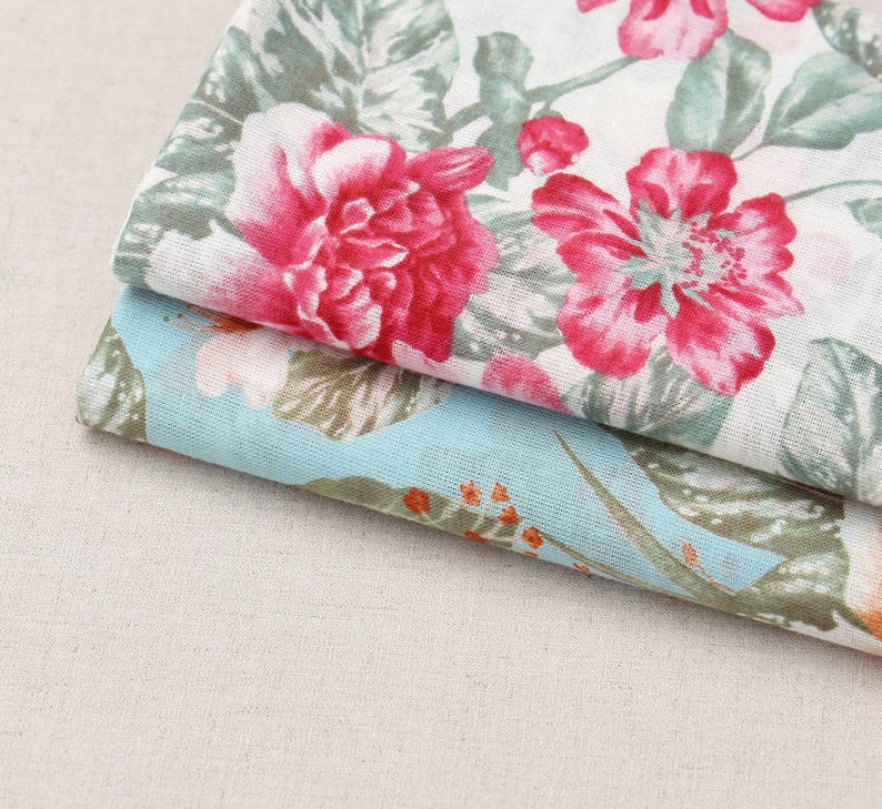 Flowers Cotton Gauze Fabric 55 Inches Wide by the Yard Etsy