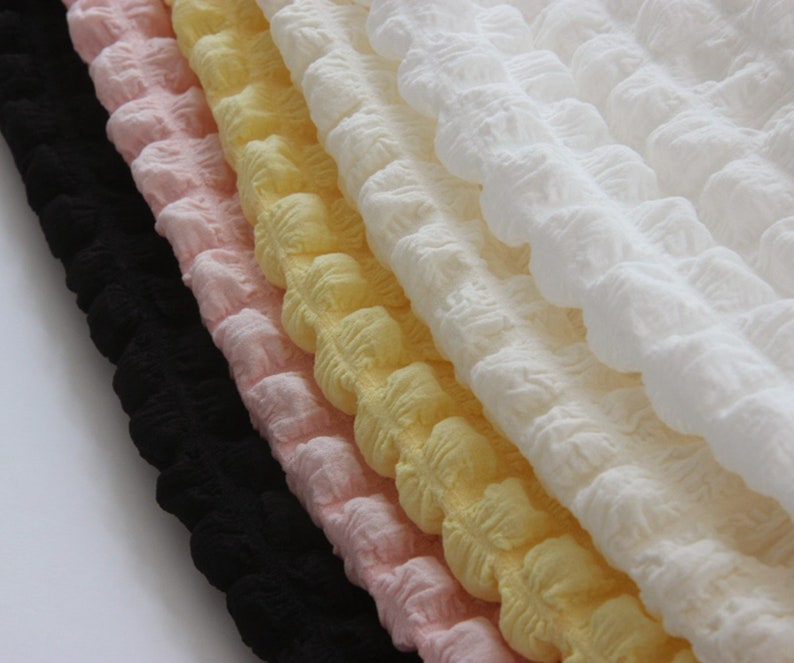 Fluffy Popcorn Waffle Stretchy Shirred Poly Fabric In 5 Colors Quality Korean Fabric By the Yard / 55590 image 3