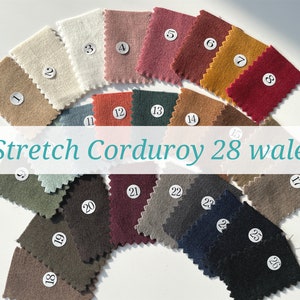 28 Wales Pinwale Spandex Cotton Corduroy - 26 Colors - Fine Wale Spandex Corduroy, Stretch Corduroy, Quality Korean Fabric By the Yard //