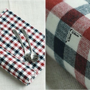 0.9 cm Plaid Yarn Dyed Cotton Red and Blue, Quality Korean Fabric By the Yard /24566