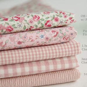 Cotton Fabric Romantic Pink Series 5 Styles, Flower, Stripes, Plaid, Solid, Quality Korean Fabric By the Yard 23876 41450-1