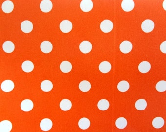 Waterproof White Dots on Orange, Polka dot Waterproof Fabric, Quality Korean Fabric - Fabric By the Yard WM /6042