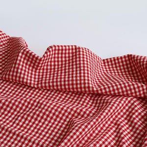 Pre-washed 4 mm Vintage Red Gingham Check, Striped Cotton Tencel Fabric, Quality Korean Fabric By the Yard /71343 image 11