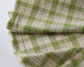 Green Yarn Dyed Plaid Cotton Fabric, Tartan Check Fabric, Wide Fabric - Quality Korean Fabric By the Yard /64870