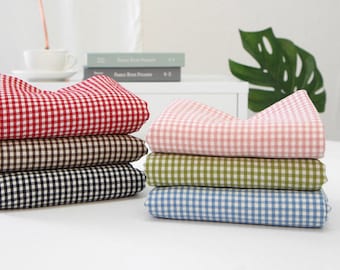 Tissu de coton à carreaux, plaid de 4 mm, carreau vichy, fil teint, lavage - rose, ciel, rouge, vert, brun ou noir - tissu par verge 37492-1