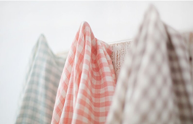 Checkered Cotton Double Gauze Fabric Double Sided Gauze Etsy