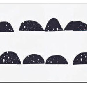 May include: Black and white abstract pattern with a repeating design of semi-circles. The pattern is on a white background.