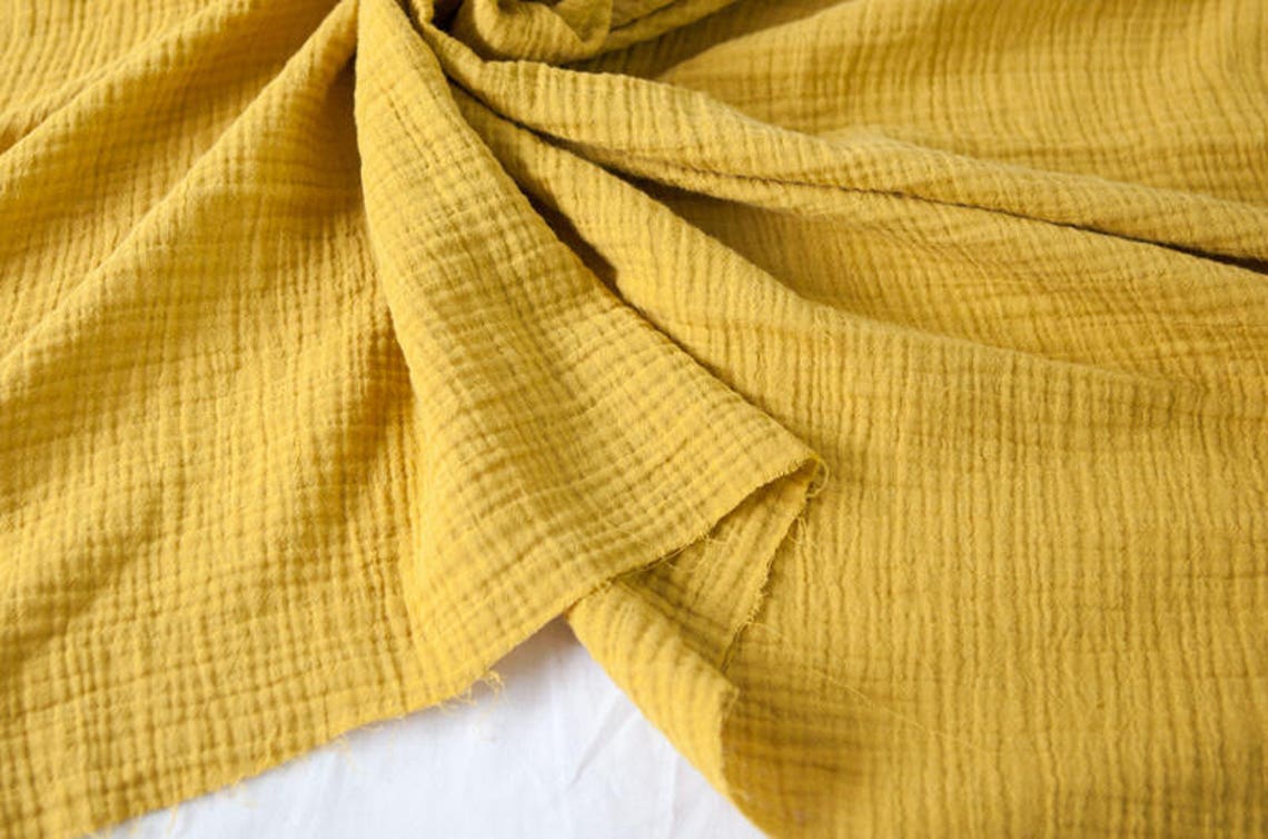 Mustard Wrinkled Cotton Gauze Double Gauze Mustard Color | Etsy