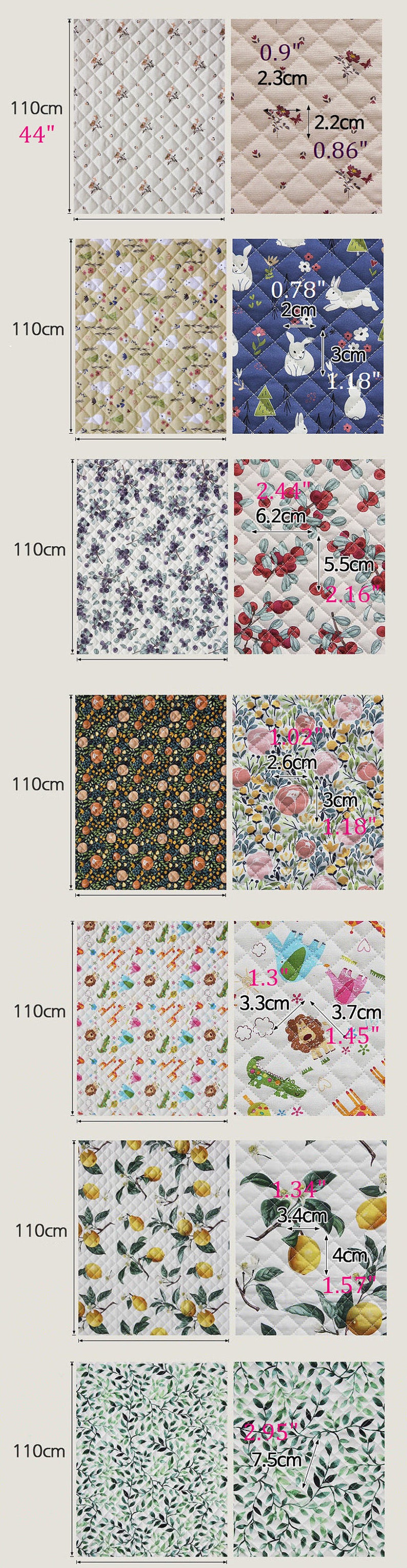 Quilted Cotton Fabrics 11 Patterns Quality Korean Fabric Etsy