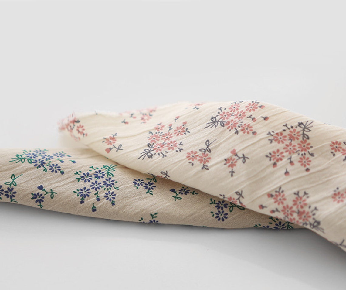 Flowers Cotton Double Gauze Fabric Floral Gauze Fabric Etsy
