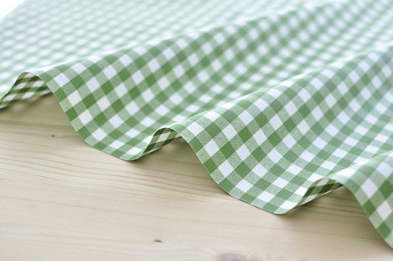 Laminated Cotton Fabric - Green Plaid - By the Yard 82948 78006-1 image 3