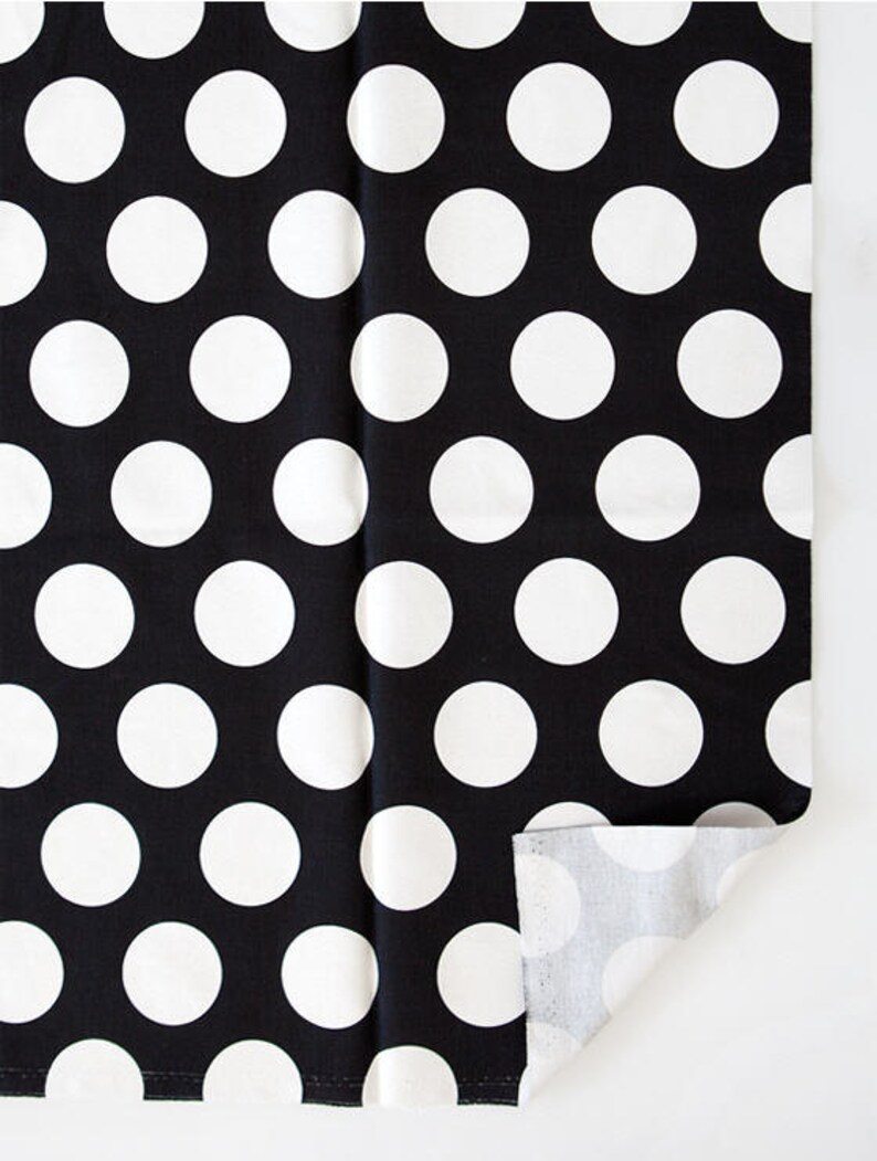 Big Dots Oxford Cotton Fabric White Dots on Black by the Etsy