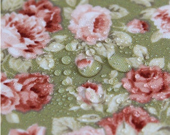 Laminated Flowers Cotton Fabric - Green - By the Yard 84379