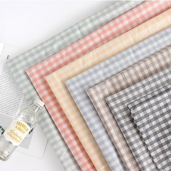 Soft Laminated Cotton Fabric, Wide Laminated Cotton Fabric - Simple 9 mm Checkered in 7 Colors - Quality Korean Fabric By the Yard /43276