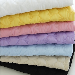 Quilted Polyester Fabric, Padded Fabric, 55&quot; Wide, White, Pink, Yellow, Purple, Beige, Sky, Black, Korean Fabric By the Yard /57128