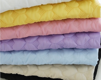 Quilted Polyester Fabric, Padded Fabric, 55" Wide, White, Pink, Yellow, Purple, Beige, Sky, Black, Korean Fabric By the Yard /57128