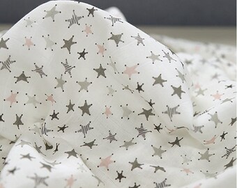 Stars Cotton Double Gauze Fabric - 59 Inches Wide - By the Yard 92503