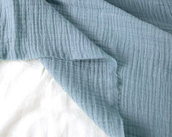 Sky Blue Wrinkled Cotton Gauze, Double Gauze, Sky Blue Gauze, Crinkle Gauze, Yoryu Gauze - 59" Wide - By the Yard /94751