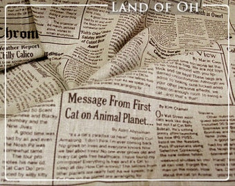 Cotton Linen Vintage Newspaper Fabric Natural Color, Quality Korean Fabric By the Yard 4475-294