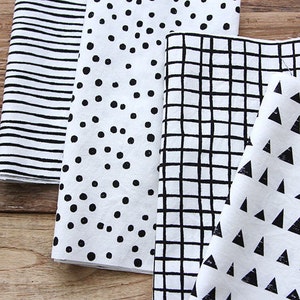 Black and White Cotton Fabric - Geometric - 4-in-1 - By the Yard 72003-1