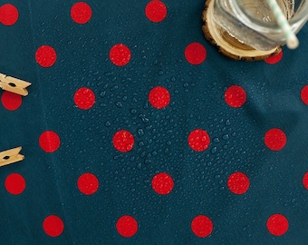 Waterproof Fabric 2.2 cm Red Dots on Navy - By the Yard 89613 392969-2