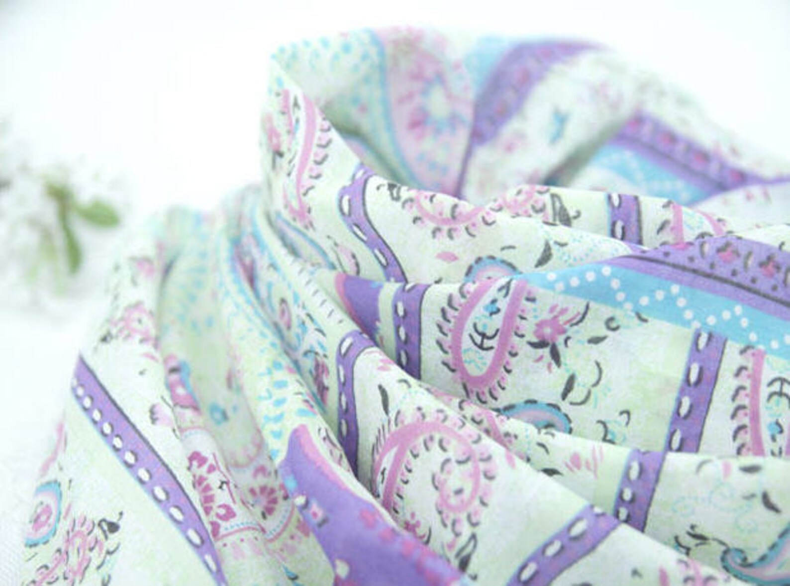 Semisheer Cotton Fabric Paisley Lightweight and Thin Etsy