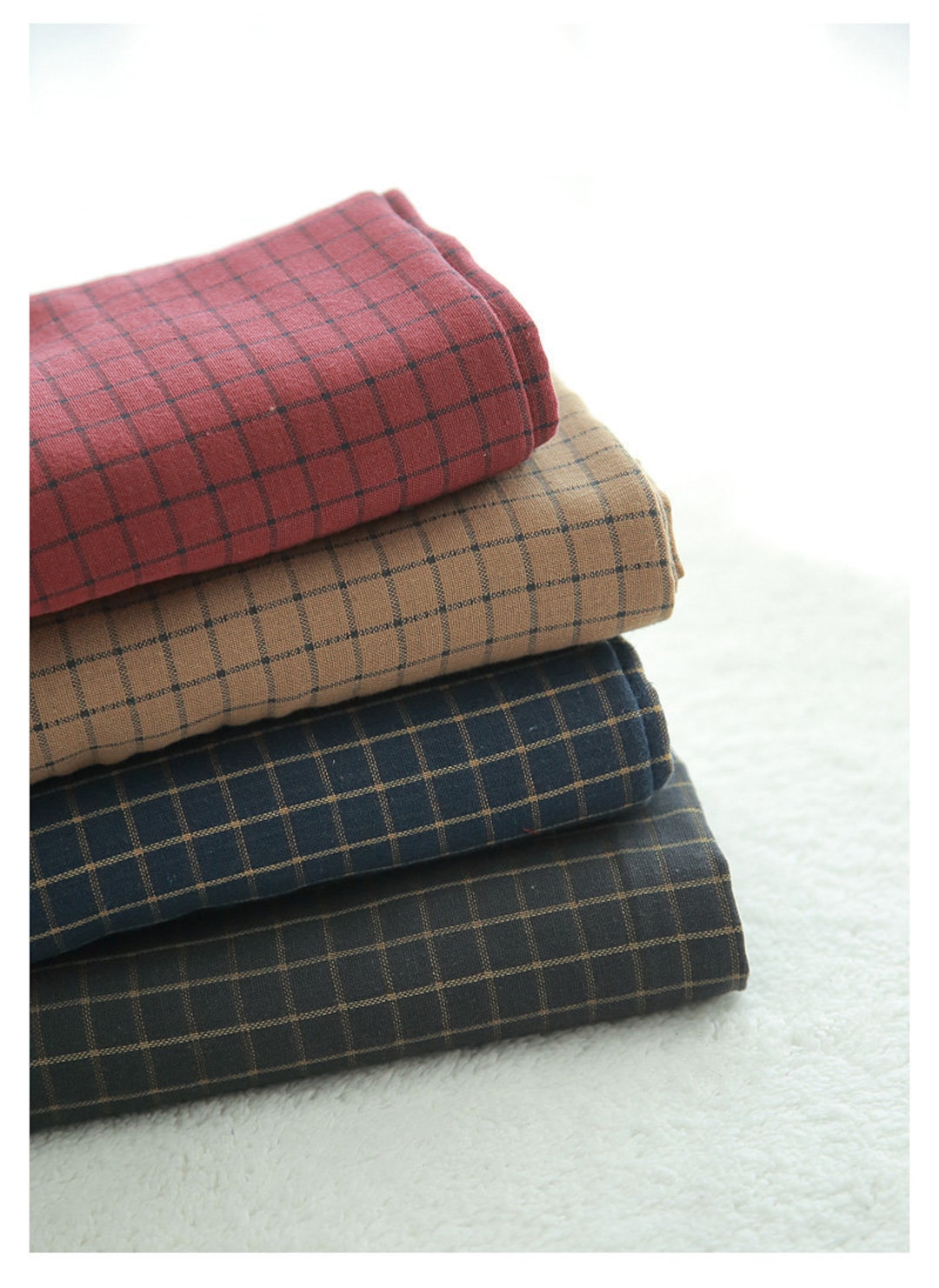 Plaid Cotton Double Gauze Fabric Double Sided Gauze Wine Etsy