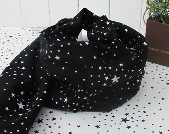 Stars Cotton Fabric - Black Stars or White Stars - By the Yard 53720