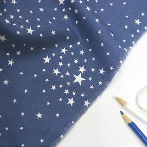 Stars Cotton Fabric Blue Stars, White Stars or Blue Stripes By the Yard 87281 image 2