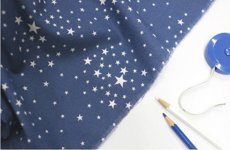 Stars Cotton Fabric Blue Stars, White Stars or Blue Stripes By the Yard 87281 image 2