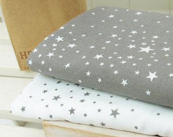 Stars Cotton Fabric - Grey Stars or White Stars - By the Yard 53717 62283-1