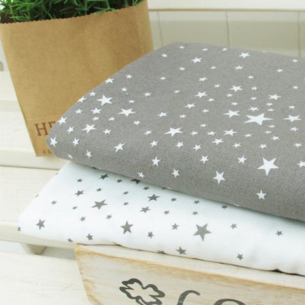 Tissu de coton Stars - Étoiles grises ou étoiles blanches - par verge 53717 62283-1