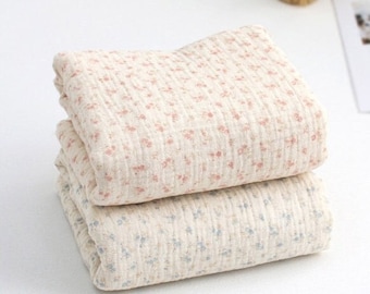 Muslin Wrinkled Cotton Double Gauze Fabric, Muslin Gauze Small Flowers, Enzyme Washed, 57" Wide, Quality Korean Fabric - By the Yard /60047