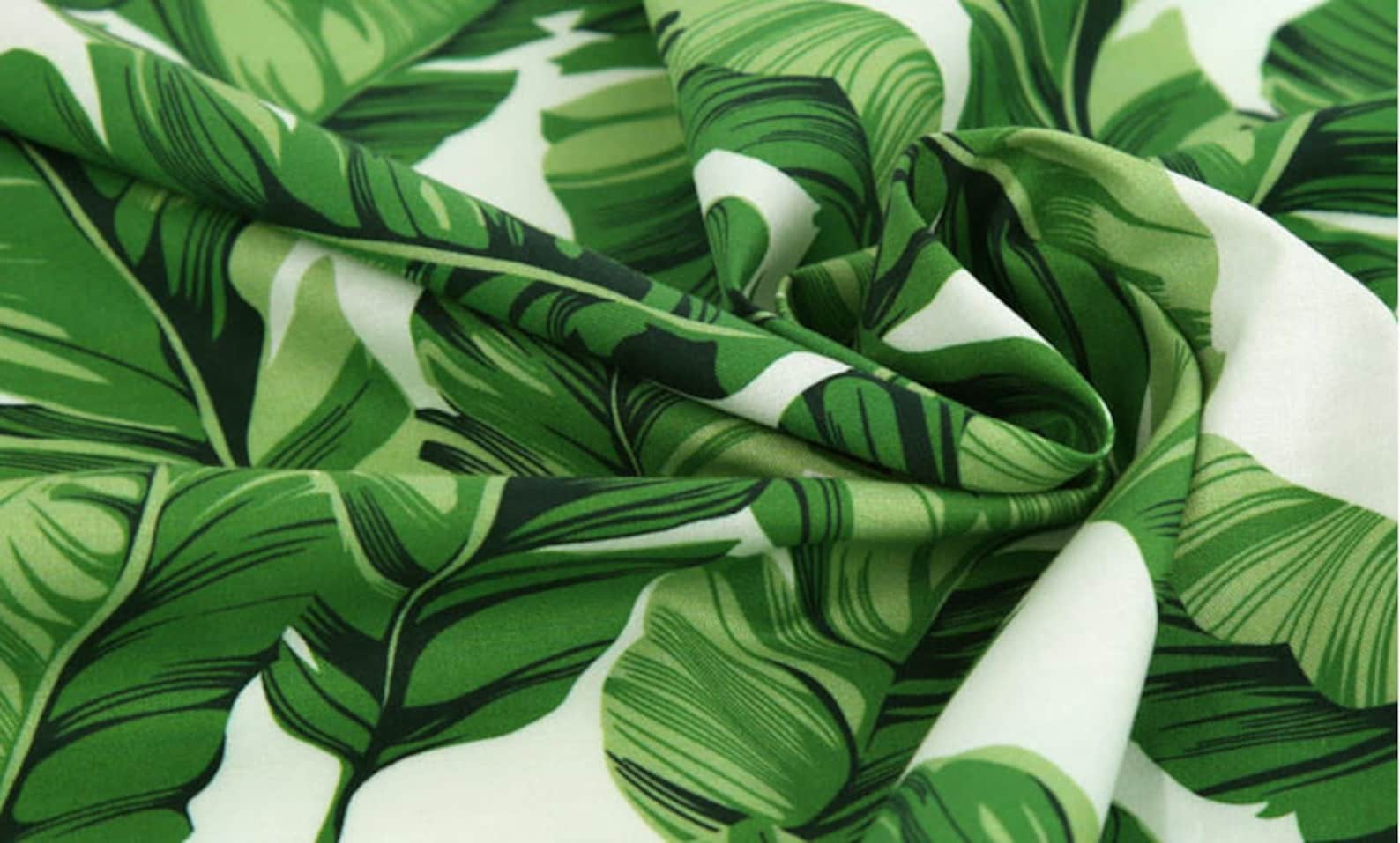 Green Leaves Cotton Fabric by the Yard 101160 Etsy