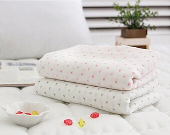 Stars Bamboo Cotton Double Gauze - Pink or Gray - By the Yard 56079 - 122