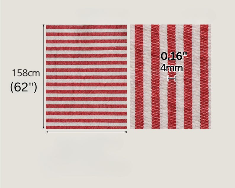May include: A red and white striped textile, 158cm long, with a thickness of 4mm. The fabric features horizontal stripes. The image shows a close-up of the fabric's texture.