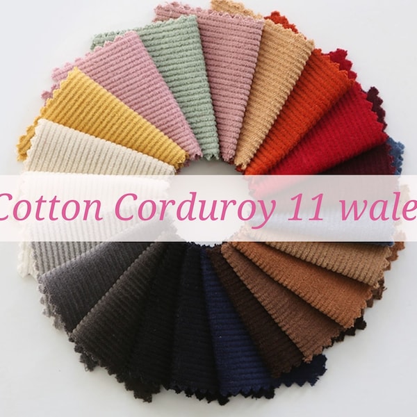 11 Wale Cotton Corduroy, Bio-washing, Korean Fabric, Corduroy 21 Solid Colors, Wide, Basic and Special Colours - By the Yard /24244-400