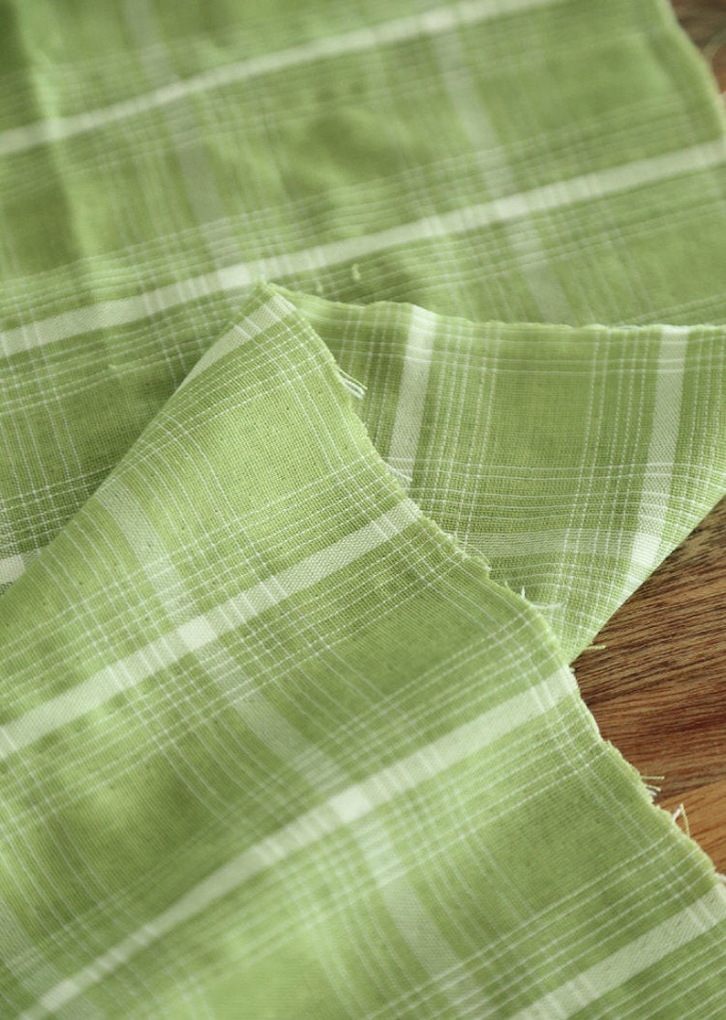 Green Plaid Cotton Double Gauze Fabric by the Yard 81117 Etsy