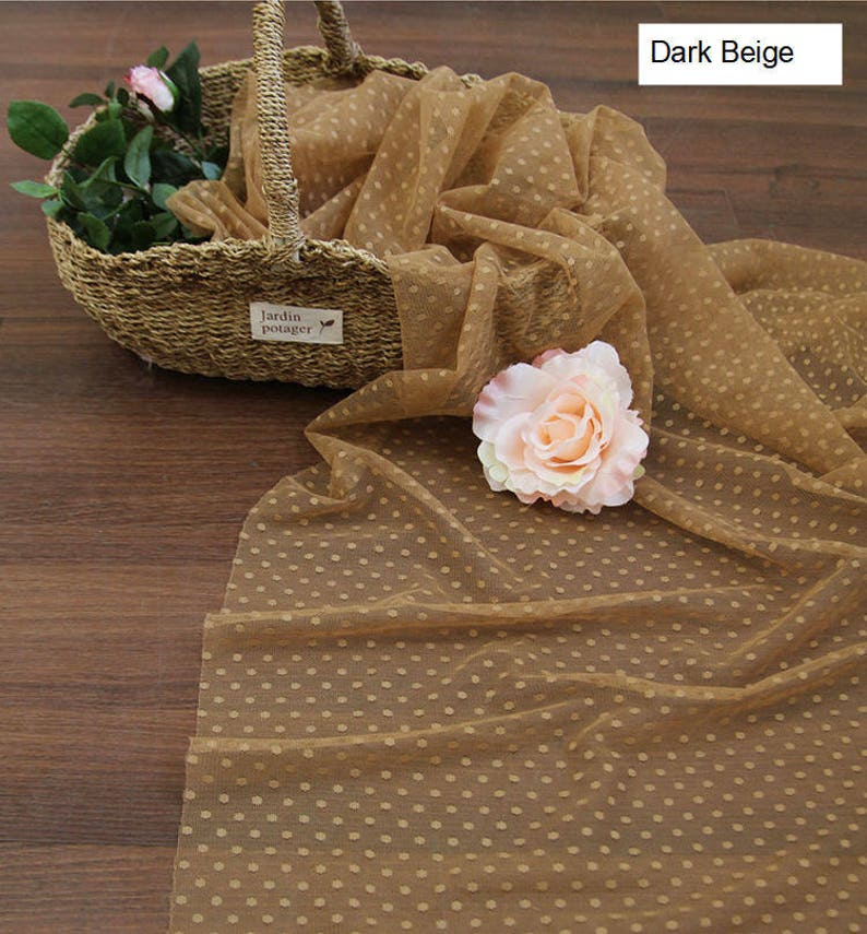 Mesh Fabric With 4 Mm Dots White White Ivory Beige or Dark Etsy