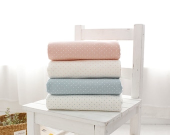 Polka Dots Cotton Knit - Pink Ground, Pink Dots, Blue Ground or Blue Dots - By the Yard 84756 81469-1