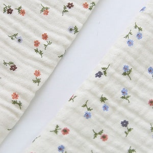 Flowers Triple Gauze Fabric, Wrinkled Gauze, Crinkle Gauze, Quality Korean Fabric - By the Yard /39603