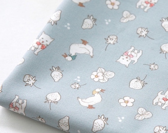 Sha Sha Picnic Cotton Fabric in Sky Blue - Quality Korean Fabric By the Yard / 51526