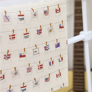 Cotton Fabric World Flags, Quality Korean Fabrics - By the Yard /59591